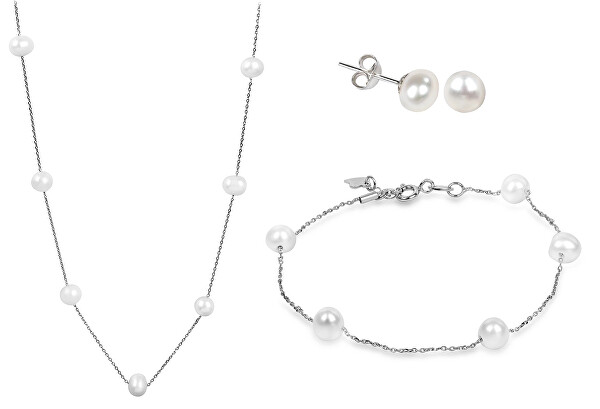 Zvýhodnená perlová súprava šperkov JL0355, JL0353 a JL0026 (náhrdelník, náramok, náušnice)