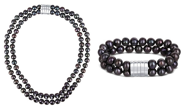 Zvýhodnená perlová súprava šperkov JL0599 a JL0657 (náramok, náhrdelník)