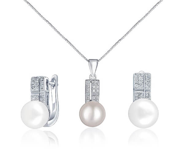 Set de bijuterii cu perle la preț avantajos JL0644 și JL0645 (colier, cercei)