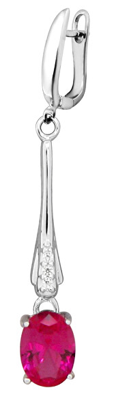 Dlouhé stříbrné náušnice s rubíny SVLE0251SH8R100