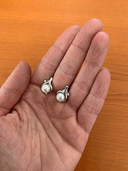 Eleganti orecchini di perle con zirconi SVLE0913XH2P100