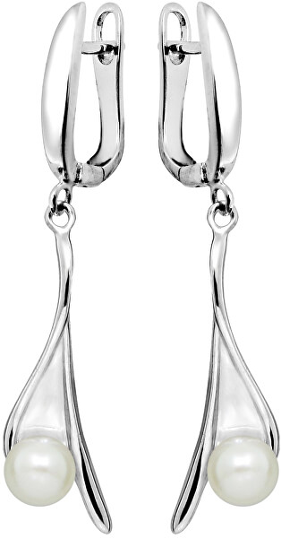 Něžné stříbrné náušnice s pravými perlami SVLE0346SH8P100