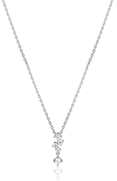 Blyštivý strieborný náhrdelník so zirkónmi SVLN0461X75BI45