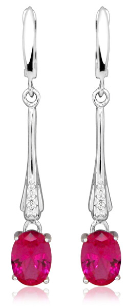 Hosszú ezüst fülbevaló rubinokkal SVLE0251SH8R100
