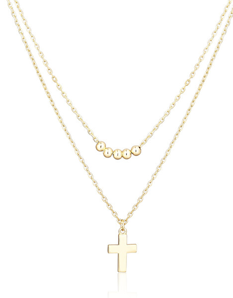 Dvojitý pozlacený náhrdelník Křížek SVLN0395X61GO45