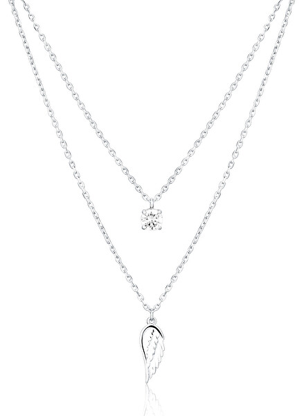 Dvojitý stříbrný náhrdelník Andělské křídlo SVLN0374X61BI45