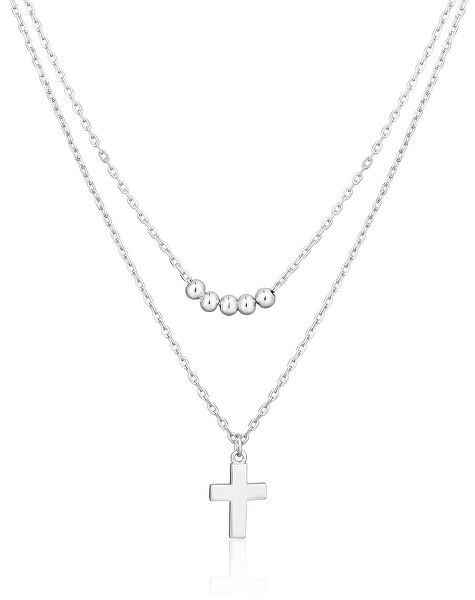Dvojitý stříbrný náhrdelník Křížek SVLN0395X610045