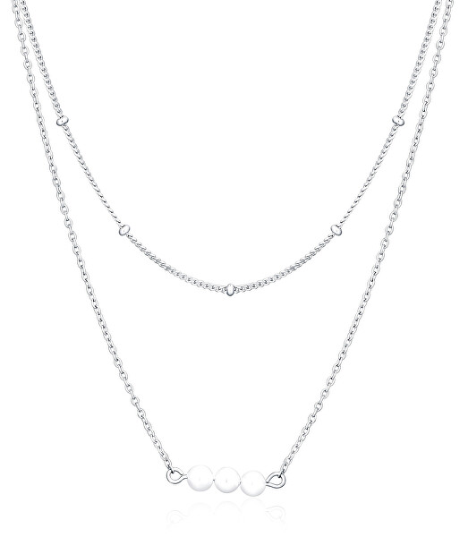 Collana doppia in argento con perle d'acqua dolce SVLN0392X61P145