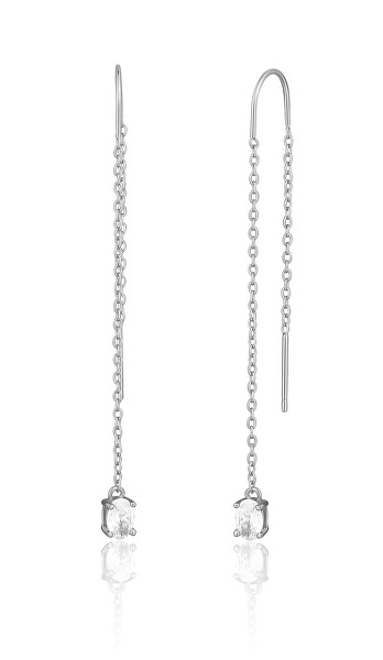 Eleganti orecchini lunghi in argento con zirconi SVLE1846X75BI00