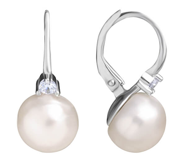 Elegantní perlové náušnice se zirkony SVLE0873XH2P100