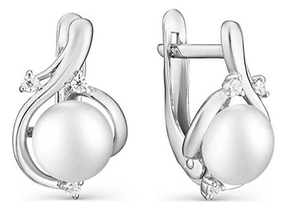 Eleganti orecchini di perle con zirconi SVLE0913XH2P100