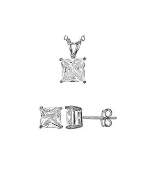 Set elegant de bijuterii din argint cu zirconii SVLS0028SH2BI00 (pandantiv, cercei)