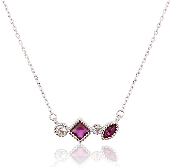 Elegantný strieborný náhrdelník s farebnými zirkónmi SVLN0532SH2R145