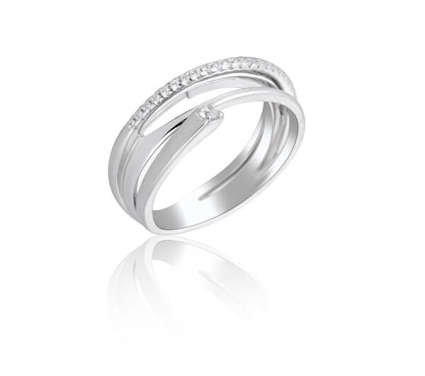 Elegantný strieborný prsteň so zirkónmi SVLR0391XH2BI