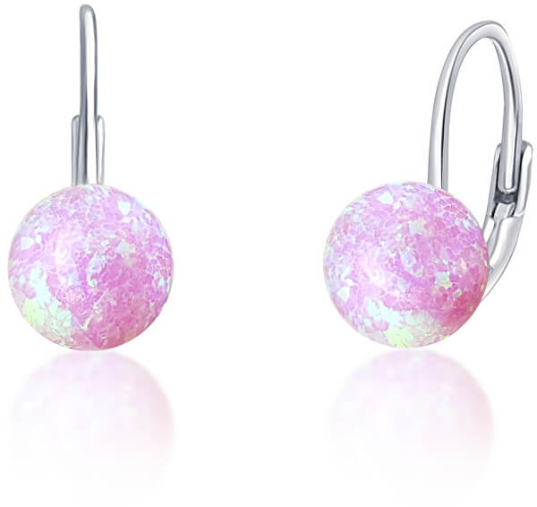 Gyengéd ezüst fülbevaló rózsaszín szintetikus opálokkal SVLE0783XF6O400