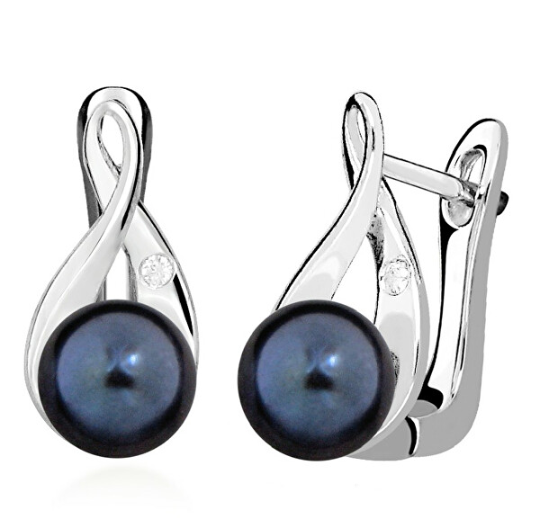 Luxus ezüst fülbevaló sötét gyöngyökkel SVLE0001SH8P500