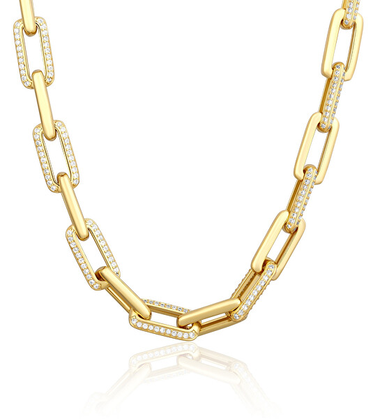 Nepřehlédnutelný pozlacený náhrdelník se zirkony SVLN0584SJ4GO45