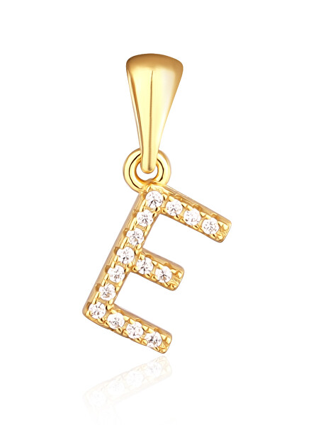 Pandantiv placat cu aur cu zirconi litera „E” SVLP0948XH2BIGE