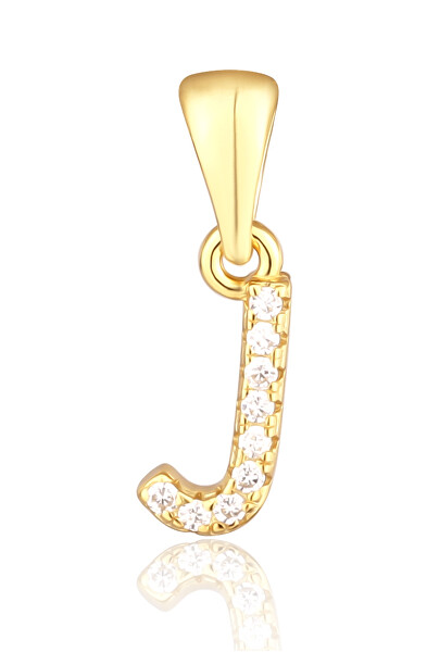 Pandantiv placat cu aur cu zirconi litera „J” SVLP0948XH2BIGJ