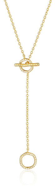 Pôvabný pozlátený náhrdelník so zirkónmi SVLN0458X75GO45