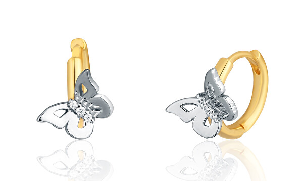 Schicke zweifarbige Ohrringe Schmetterlinge mit Zirkonen SVLE1864X75BK00