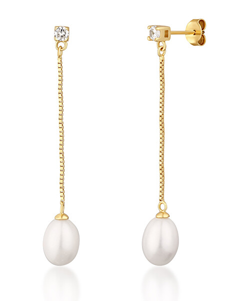 Cercei eleganți placați cu aur cu perle SVLE0559SD2GP00
