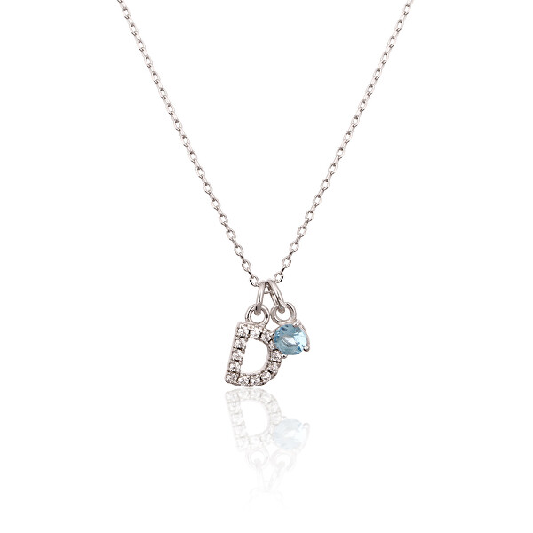 Collana elegante in argento "D" con zircone blu SVLN0324XH2BI0D