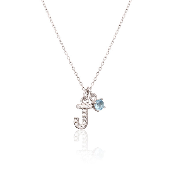 Collana elegante in argento "J" con zircone blu SVLN0324XH2BI0J