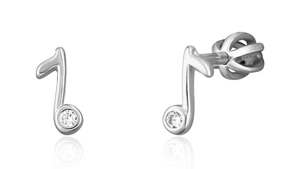Silberne Nota-Ohrringe für Mädchen mit Zirkonen SVLE1825XH2BISR