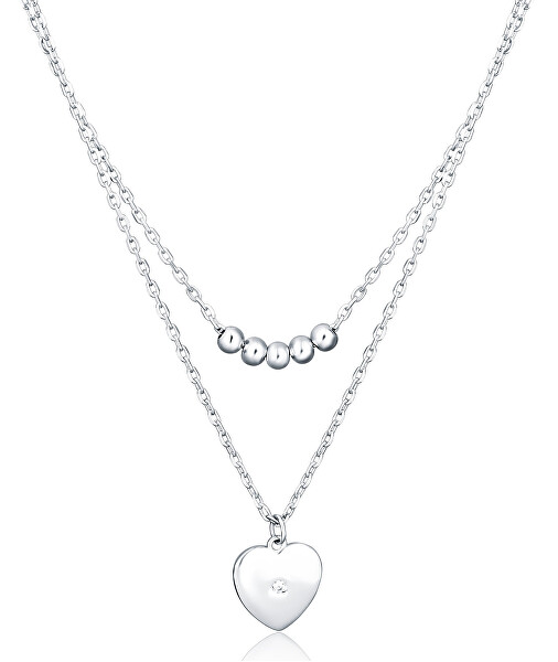 Stříbrný dvojitý náhrdelník Srdíčko SVLN0380X61BI45