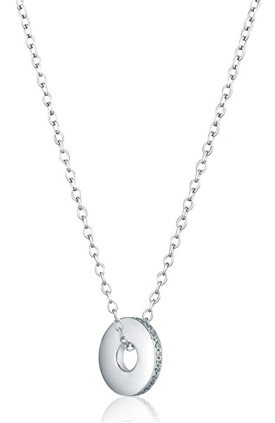 Silberne Halskette mit Zirkonen Kreis SVLN0709S75BI45