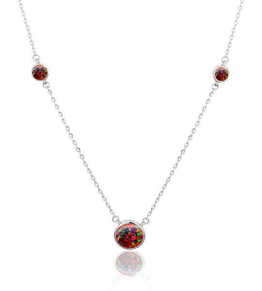 Collana in argento con opale sintetica rossa SVLN0309XH2O642