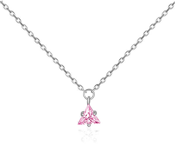 Stříbrný náhrdelník s růžovým zirkonem SVLN0362SH2R242