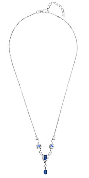 Strieborný náhrdelník s tanzanitom a zirkónmi SVLN0670SH8M100