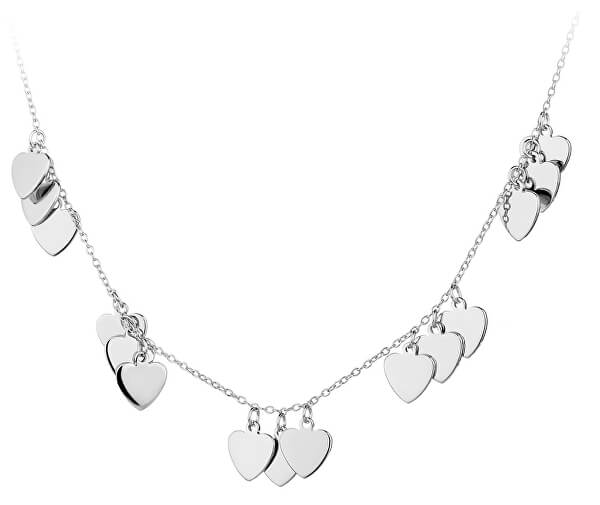 Strieborný náhrdelník so srdiečkami SVLN0181XH20045