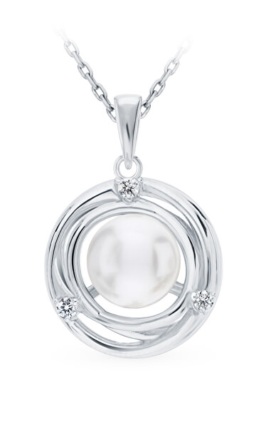 Stříbrný přívěsek s přírodní perlou a zirkony SVLP0712XH2P100