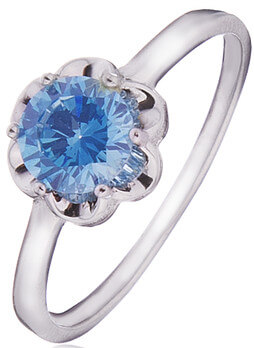 Stříbrný prsten s modrým zirkonem SVLR0015SD5M2