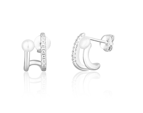 Eleganti orecchini in argento con zirconi e perle SVLE1624X61BP00