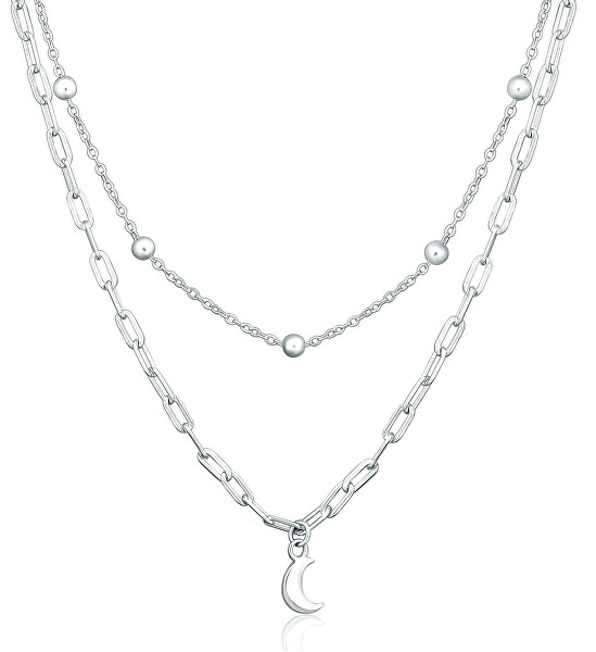 Stylový dvojitý stříbrný náhrdelník Měsíc SVLN0413X610050