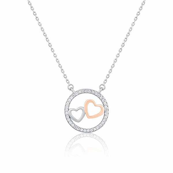 Zamilovaný bicolor náhrdelník ze stříbra se zirkony SVLN0435XH2RO45
