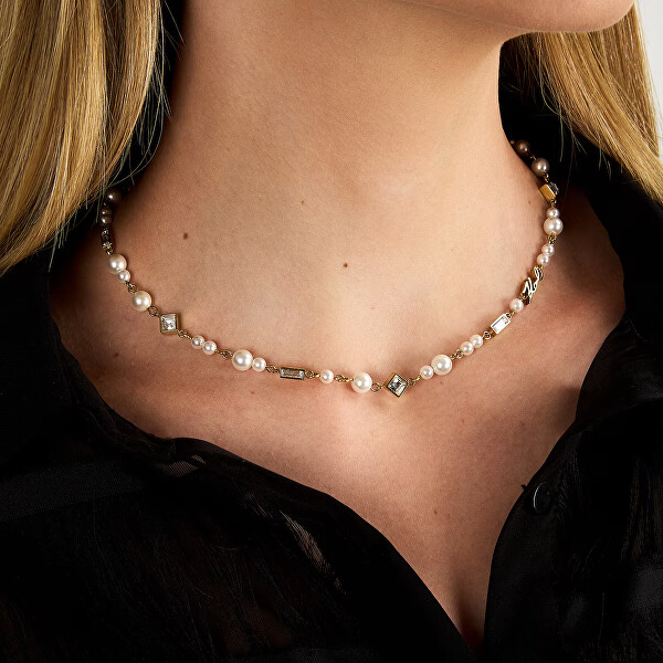 Elegantní náhrdelník s perlami a krystaly Pearl KLAYR17