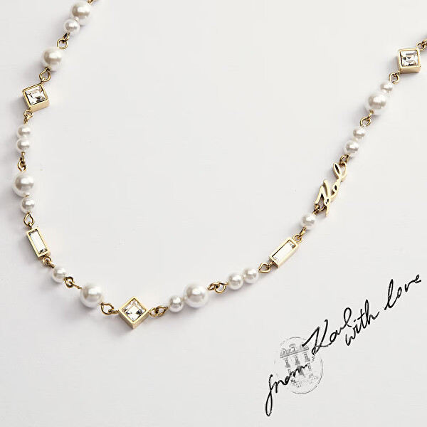 Elegantní náhrdelník s perlami a krystaly Pearl KLAYR17