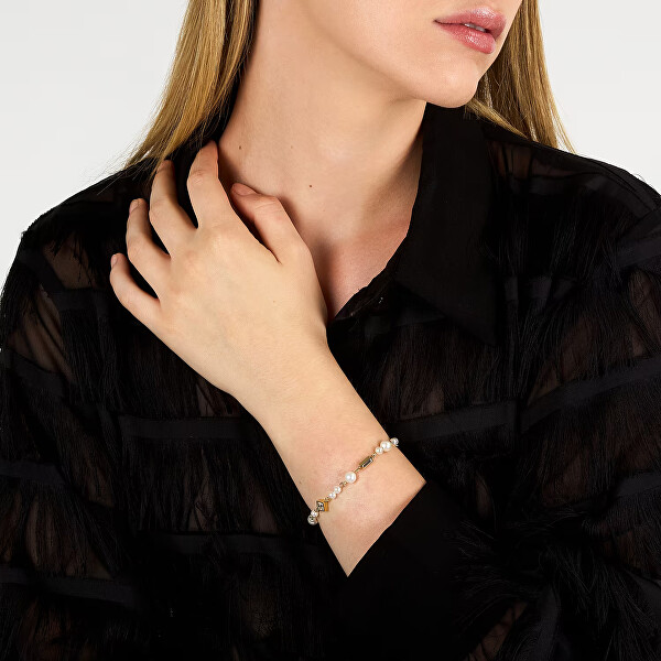 Elegantní náramek s perlami a krystaly Pearl KLAYR19