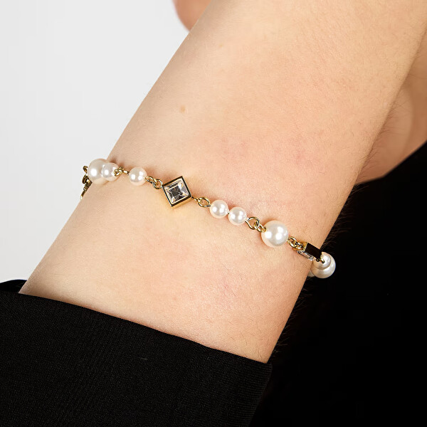 Elegantní náramek s perlami a krystaly Pearl KLAYR19
