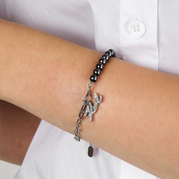Ikonický náramek s černými perlami Pearl KLAYR10
