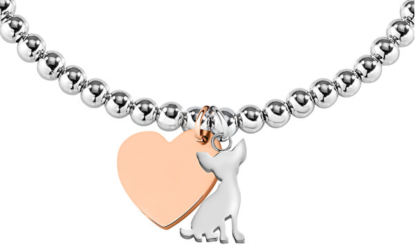 Brățară bicoloră cu bile Dog and Heart LPS05AQI01