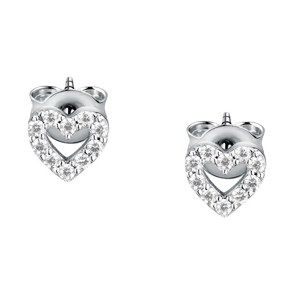 Glänzende Ohrringe mit Zirkonias Herzen Silver LPS01AWV11