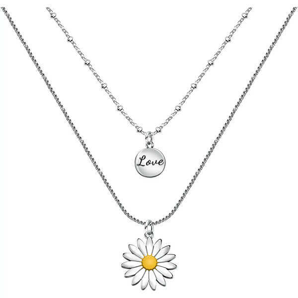 Dvojitý kvetinový náhrdelník s príveskami Love LPS10ASD05