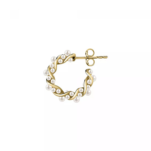 Elegante orecchino singolo placcato oro con perline LPS02AQM23