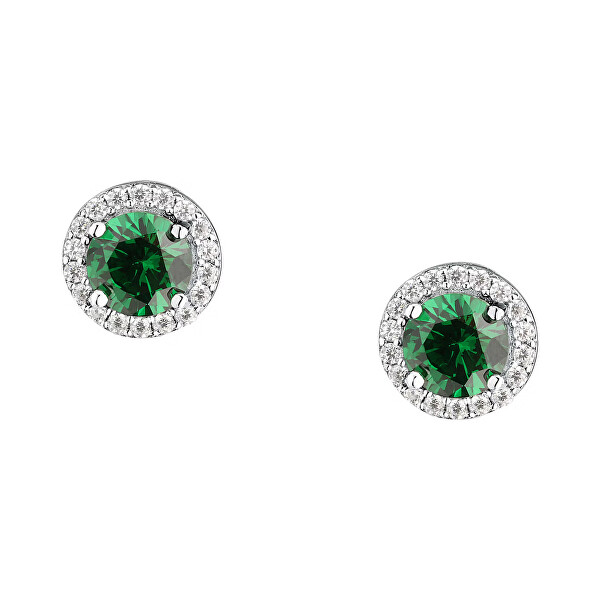 Elegantné strieborné náušnice so zelenými zirkónmi Silver LPS01AWV03